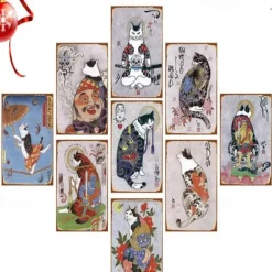 1pc Retro Metal Tin Sign Japanese Cat Tin Sign Vintage Kitchen Signs Wall Decor, Painting Wall Hanging for Home Decor Wall Art Metal Tin Sign 20x30cm/8''x12''