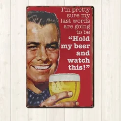 1pc Retro Metal Tin Sign Beer Tin Sign Vintage Bar Club Signs Wall Decor, Painting Wall Hanging for Home Decor Wall Art Metal Tin Sign 20x30cm/8''x12''