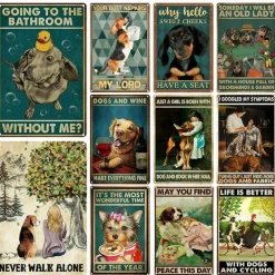 1pc Retro Metal Tin Sign Pet Dog Tin Sign Vintage Kitchen Signs Wall Decor, Painting Wall Hanging for Home Decor Wall Art Metal Tin Sign 20x30cm/8''x12''