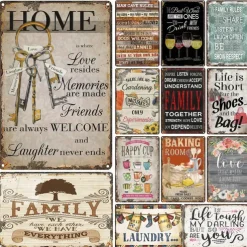 1pc Retro Metal Tin Sign Words Tin Sign Vintage Kitchen Signs Wall Decor, Painting Wall Hanging for Home Decor Wall Art Metal Tin Sign 20x30cm/8''x12''