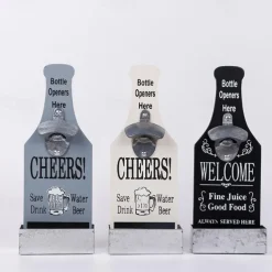 1pc Retro Wooden Bottle Opener Wall Mounted Hanging Beer Openers Bar Tools Alloy Electroplating Process Bar Cafe Wall Decoration