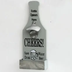 1pc Retro Wooden Bottle Opener Wall Mounted Hanging Beer Openers Bar Tools Alloy Electroplating Process Bar Cafe Wall Decoration