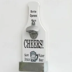 1pc Retro Wooden Bottle Opener Wall Mounted Hanging Beer Openers Bar Tools Alloy Electroplating Process Bar Cafe Wall Decoration