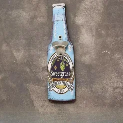 1pc Retro Wooden Bottle Opener Wall Mounted Hanging Beer Openers Bar Tools Alloy Electroplating Process Bar Cafe Wall Decoration 11x39cm/4.3''x15.4''