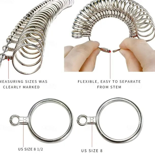 1pc Ring Sizer Measuring Tool Set Metal Finger Sizing Gauge Rings Measurement Women Men Wedding Jewelry Tool US Size 0-13 With Half Size