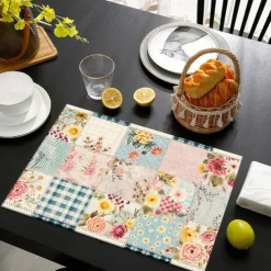 1PC Rural American Floral Placemat Table Mat 12x18 Inch Table Mats for Party Kitchen Dining Decoration