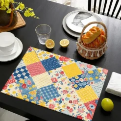 1PC Rural American Floral Placemat Table Mat 12x18 Inch Table Mats for Party Kitchen Dining Decoration