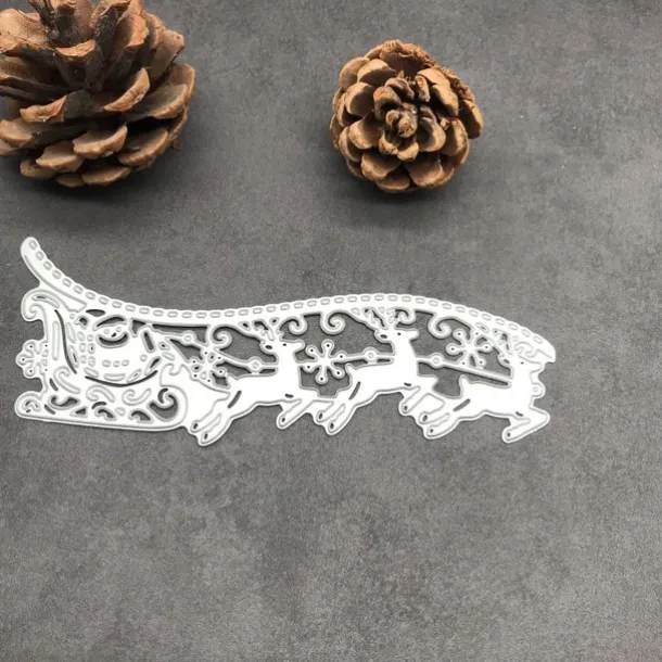 1pc Santa Deer Sleigh Border Metal Cutting Dies Stencils Die Cut For DIY Scrapbooking Album Paper Card Embossing