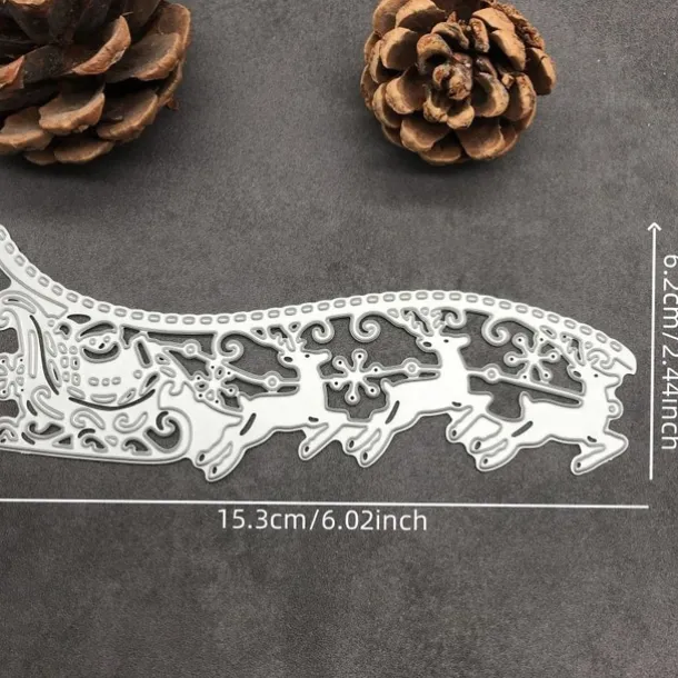 1pc Santa Deer Sleigh Border Metal Cutting Dies Stencils Die Cut For DIY Scrapbooking Album Paper Card Embossing