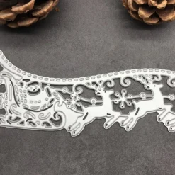 1pc Santa Deer Sleigh Border Metal Cutting Dies Stencils Die Cut For DIY Scrapbooking Album Paper Card Embossing