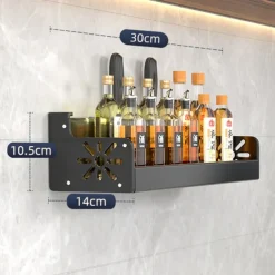 1pc Seasoning Rack With Hook, Kitchen Storage Rack, Multifunctional Household Wall-mounted Chopsticks Knife Rack, No Punching Kitchenware Storage Hanging Rack, Home Kitchen Supplies