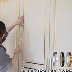 1pc Self-Adhesive Seam Sticker Ceramic Tile Seam Sticker And Hanger,Golden Tape, Home Floor Wallpaper Waterproof Tiles, Tile Gap Tiles Stickers For Floor