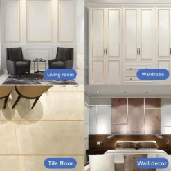 1pc Self-Adhesive Seam Sticker Ceramic Tile Seam Sticker And Hanger,Golden Tape, Home Floor Wallpaper Waterproof Tiles, Tile Gap Tiles Stickers For Floor