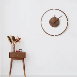 1pc Silent Wooden Acrylic Wall Clock For Bedroom And Living Room Creative Hanging Design With Hole Free Mounting 35 CM