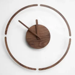 1pc Silent Wooden Acrylic Wall Clock For Bedroom And Living Room Creative Hanging Design With Hole Free Mounting 35 CM