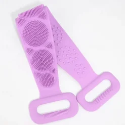 1pc Silicone Body Scrubber Shower Brush Bath Exfoliating Brush Belt Back Scrub Body Cleaner Cleaning Strap Bathroom Accessories
