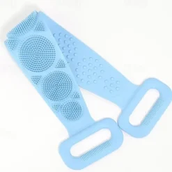 1pc Silicone Body Scrubber Shower Brush Bath Exfoliating Brush Belt Back Scrub Body Cleaner Cleaning Strap Bathroom Accessories