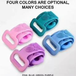 1pc Silicone Body Scrubber Shower Brush Bath Exfoliating Brush Belt Back Scrub Body Cleaner Cleaning Strap Bathroom Accessories