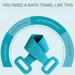 1pc Silicone Body Scrubber Shower Brush Bath Exfoliating Brush Belt Back Scrub Body Cleaner Cleaning Strap Bathroom Accessories