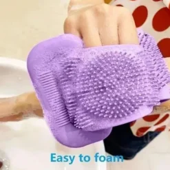 1pc Silicone Body Scrubber Shower Brush Bath Exfoliating Brush Belt Back Scrub Body Cleaner Cleaning Strap Bathroom Accessories