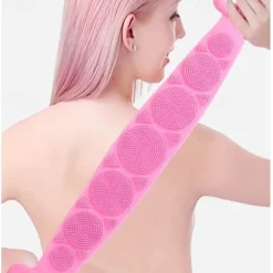 1pc Silicone Body Scrubber Shower Brush Bath Exfoliating Brush Belt Back Scrub Body Cleaner Cleaning Strap Bathroom Accessories