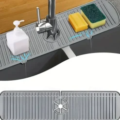 1pc Silicone Faucet Handle Drip Filter Tray Mat Large Silicone Faucet Mat Dish Soap Sponge Holder For Kitchen Sink Accessories Kitchen Counter And Bathroom Kitchen Sink Splash Guard