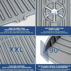 1pc Silicone Faucet Handle Drip Filter Tray Mat Large Silicone Faucet Mat Dish Soap Sponge Holder For Kitchen Sink Accessories Kitchen Counter And Bathroom Kitchen Sink Splash Guard