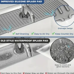 1pc Silicone Faucet Handle Drip Filter Tray Mat Large Silicone Faucet Mat Dish Soap Sponge Holder For Kitchen Sink Accessories Kitchen Counter And Bathroom Kitchen Sink Splash Guard