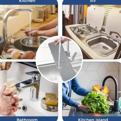 1pc Silicone Faucet Handle Drip Filter Tray Mat Large Silicone Faucet Mat Dish Soap Sponge Holder For Kitchen Sink Accessories Kitchen Counter And Bathroom Kitchen Sink Splash Guard