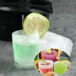 1pc Silicone Shot Glass Ice Molds, Ice Cube Trays For Freezer With 4 Cavities, Ice Shot Glass Mold Reusable Whiskey Glass Ice Cubes, Holds 1oz Each, 1.3 Inch Ice Shot Glass Molds And Trays