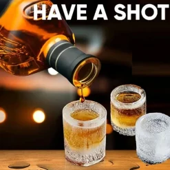 1pc Silicone Shot Glass Ice Molds, Ice Cube Trays For Freezer With 4 Cavities, Ice Shot Glass Mold Reusable Whiskey Glass Ice Cubes, Holds 1oz Each, 1.3 Inch Ice Shot Glass Molds And Trays