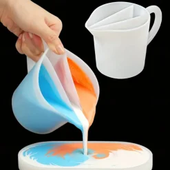 1PC Silicone Split Cup with Handle Resin Mixing Cups with 3/4/5 Grids Fluid Art for Resin Crafts DIY Tool