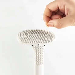 1pc Silicone Toilet Brush Golf Brush Head With No Dead Corner On Both Sides Soft Hair Cleaning Toilet Brush Toilet Curved Toilet Brush