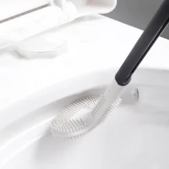 1pc Silicone Toilet Brush Golf Brush Head With No Dead Corner On Both Sides Soft Hair Cleaning Toilet Brush Toilet Curved Toilet Brush