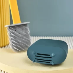 1pc, Silicone Toilet Brush And Holder Set For Bathroom, Wall Toilet Wand No-Slip Long Handle Soft Silicone Bristle Clean Toilet Corner Easily, Flexible Toilet Bowl Brush Head With Silicone Bristles