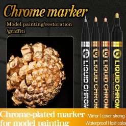 1pc Silver/Gole/Copper/Bronze Red Chrome Marker Mirror Reflective Paint Pen,4 Styles Available,Perfect For Easter Decoration,Perfect For Easter Decoration