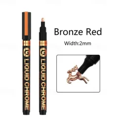 1pc Silver/Gole/Copper/Bronze Red Chrome Marker Mirror Reflective Paint Pen,4 Styles Available,Perfect For Easter Decoration,Perfect For Easter Decoration