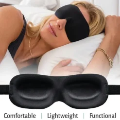 1Pc Sleep Eye Mask For Men Women 3D Contoured Cup Sleeping Mask Blindfold Concave Molded Night Sleep Mask Eyeshade Block Out Light Soft Comfort Eye Shade Cover For Travel