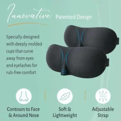 1Pc Sleep Eye Mask For Men Women 3D Contoured Cup Sleeping Mask Blindfold Concave Molded Night Sleep Mask Eyeshade Block Out Light Soft Comfort Eye Shade Cover For Travel