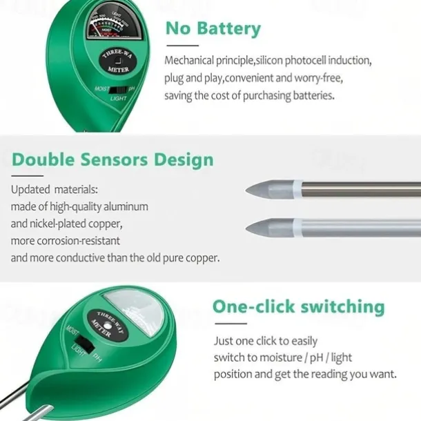 1pc Soil Moisture Meter, Soil Hygrometer For Plants, Soil Water Gauge Meter Indoor Outdoor, Soil Moisture Sensor For Garden, Lawn, Farm Plants Care