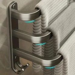 1pc Space-Saving Wall Mounted Towel Rack - Aluminum Shower Room Holder for Bathroom Towels and Washroom Storage