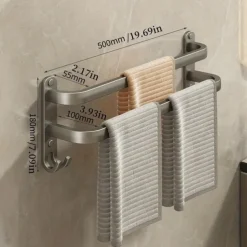 1pc Space-Saving Wall Mounted Towel Rack - Aluminum Shower Room Holder for Bathroom Towels and Washroom Storage