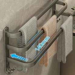 1pc Space-Saving Wall Mounted Towel Rack - Aluminum Shower Room Holder for Bathroom Towels and Washroom Storage