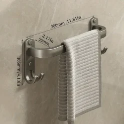 1pc Space-Saving Wall Mounted Towel Rack - Aluminum Shower Room Holder for Bathroom Towels and Washroom Storage