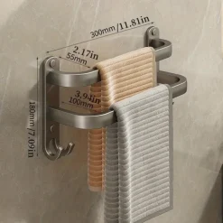 1pc Space-Saving Wall Mounted Towel Rack - Aluminum Shower Room Holder for Bathroom Towels and Washroom Storage