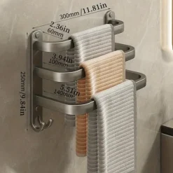 1pc Space-Saving Wall Mounted Towel Rack - Aluminum Shower Room Holder for Bathroom Towels and Washroom Storage