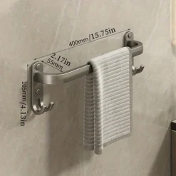 1pc Space-Saving Wall Mounted Towel Rack - Aluminum Shower Room Holder for Bathroom Towels and Washroom Storage