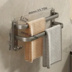 1pc Space-Saving Wall Mounted Towel Rack - Aluminum Shower Room Holder for Bathroom Towels and Washroom Storage