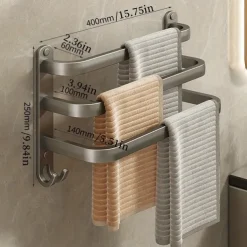 1pc Space-Saving Wall Mounted Towel Rack - Aluminum Shower Room Holder for Bathroom Towels and Washroom Storage