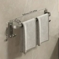 1pc Space-Saving Wall Mounted Towel Rack - Aluminum Shower Room Holder for Bathroom Towels and Washroom Storage